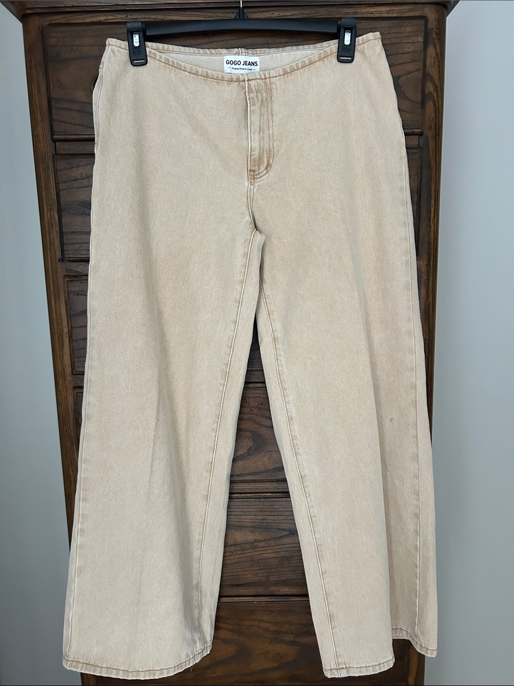 GOGO Tan Denim Wide-Leg Jeans, Size 13/31